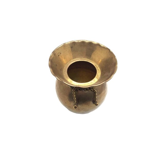 Vintage Hosley International solid hammered brass planter with rope detail, appr - Picture 12 of 13